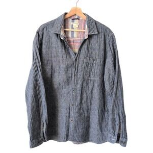 Carbon2Cobalt Men's Blue Textured Quilted Lined Long Sleeve Button Up Shirt Sz L